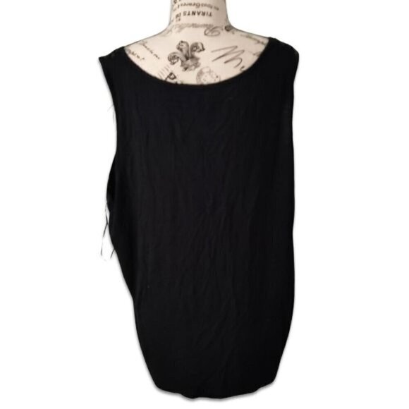 New Noir Sequined Sleeveless Blouse Top Feathery Accents Stretch Black Size 3X - Picture 2 of 7